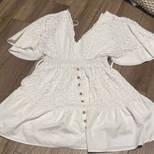 Elegant White Lace Mini Dress